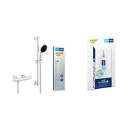 GROHE Precision Get + QuickGlue S - Conjunto de ducha termostática (Teleducha redonda de 11cm, 1 chorro, flexo 1,75m, Barra de ducha 60cm, Funciones de seguridad, Water Saving) Cromo, 34856000