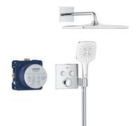 GROHE Precision SmartControl 310 Sistema de ducha empotrado (Conjunto de ducha mural, Caja de instalación universal, Teleducha, Manguera de ducha 1.500 mm), Cuadrado, Cromo, 34876000