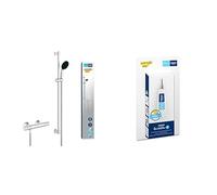 GROHE Precision Start + QuickGlue S - Set de ducha con termostato expuesto (Teleducha redonda de 11 cm, 1 chorro, flexo 1,75 m, Barra de ducha 90cm, Water Saving), Cromo, 34854001