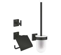 Grohe QuickFix Start Cube - Juego de accesorios de aseo 3 en 1, negro mate 411232430