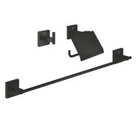 Grohe QuickFix Start Cube - Set de accesorios de baño 3 en 1, negro mate 411242430