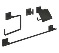 Grohe QuickFix Start Cube - Set de accesorios de baño 4 en 1, negro mate 411152430