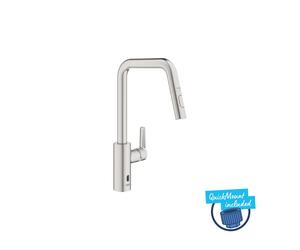 Grohe QuickFix Start - Grifo de fregadero electrónico con ducha extraíble, alimentación por baterías, supersteel 101243DC00