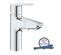 Grohe QuickFix Start - Grifo de lavabo con salida extraíble y desagüe Push-Open, cromo 24205003