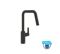 Grohe QuickFix Start - Grifo electrónico para fregadero con ducha extraíble, alimentación por batería, negro mate 1012432430