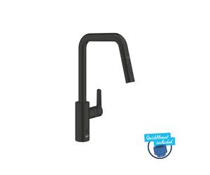 Grohe QuickFix Start - Grifo electrónico para fregadero con ducha extraíble, alimentación por batería, negro mate 1012432430