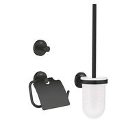 Grohe QuickFix Start - Juego de accesorios de aseo 3 en 1, negro mate 412042430