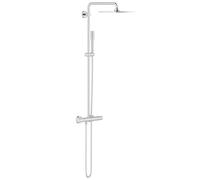 GROHE QuickFix Vitalio Joy XXL 230, Columna de ducha termostática con ducha mural 23cm, teleducha de stick, brazo de ducha 45cm y flexo 1.75 m, instalación con QuickSpanner incluída, cromo, 26365000