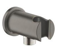 GROHE Rainshower Codo de Salida de Ducha con Soporte para Teleducha y Embellecedor Redondo Ø 48 mm, Rosca de Conexión Macho 1/2", Montaje en Pared, Protección contra Retorno, Antracita, 26658AL0