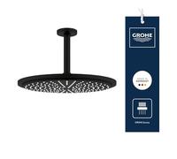 GROHE Rainshower Cosmopolitan 310 - Conjunto de ducha de techo (Brazo 142mm, cabezal 310mm, chorro Rain, ahorro de agua 9,5 l/min, sistema antical), redondo, Phantom Black, 26067KF0
