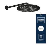 GROHE Rainshower Cosmopolitan 310 - Conjunto de ducha mural con Rain y DripStop (Ahorro de agua, cabezal 310mm, brazo 380mm), forma redonda, negro mate, 260662430