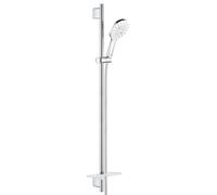 Grohe Rainshower SmartActive - Conjunto de alcachofa de ducha 130 9,5 l/min, 3 chorros, barras 90 cm y mangueras, blanco luna 26579LS0