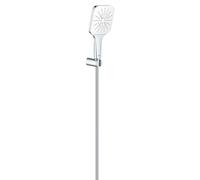 Grohe Rainshower SmartActive Cube - Conjunto de alcachofa de ducha 130 9,5 l/min, 3 chorros, soporte y mangueras, blanco luna 26589LS0