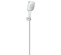 Grohe Rainshower SmartActive Cube - Conjunto de alcachofa de ducha 130 9,5 l/min, 3 chorros, soporte y mangueras, cromo 26589000