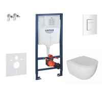 Grohe Rapid SL - Conjunto de instalación empotrada, inodoro Oudee y asiento softclose, pulsador Skate Cosmopolitan, blanco alpino SANI11BA3101