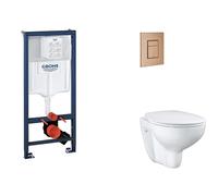 Grohe Rapid SL - Conjunto de instalación pre-pared, inodoro, asiento SoftClose y botón Skate Cosmopolitan, cepillado Warm Sunset SANI11BB4123