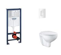 Grohe Rapid SL - Conjunto de instalación pre-pared, inodoro, asiento SoftClose y botón Skate Cosmopolitan, blanco alpino SANI11BB3117
