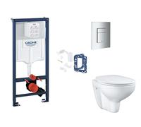Grohe Rapid SL - Conjunto de instalación previa a la pared, inodoro, asiento SoftClose, botón Skate Cosmopolitan y juego de lanzamiento para tableta, cromado SANI11BB2133