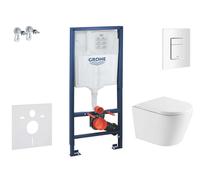 Grohe Rapid SL - Conjunto de módulo de instalación empotrada, inodoro Nefia con asiento de cierre suave, pulsador Skate Cosmopolitan, blanco alpino SANI11BA3112