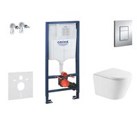 Grohe Rapid SL - Conjunto de módulo de instalación empotrada, inodoro Nefia y asiento softclose, pulsador de descarga Skate Cosmopolitan, cromo SANI11BA1108
