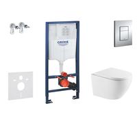 Grohe Rapid SL - Conjunto de módulo de instalación empotrada, inodoro Oudee y asiento con cierre suave, botón Skate Cosmopolitan, cromo SANI11BA1109