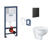 Grohe Rapid SL - Juego de instalación pre-pared, inodoro, asiento SoftClose, botón Even y kit de lanzamiento para tableta, phantom black SANI11BB5133