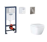 Grohe Rapid SL - Juego de instalación pre-pared, inodoro, asiento SoftClose y botón Arena Cosmopolitan S, Triple Vortex, Hard Graphite cepillado SANI11BB5118