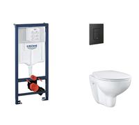 Grohe Rapid SL - Juego de instalación pre-pared, inodoro, asiento SoftClose y botón Even, negro fantasma SANI11BB5113