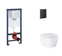 Grohe Rapid SL - Juego de instalación pre-pared, inodoro, asiento SoftClose y botón Even, negro fantasma SANI11BB5122
