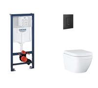Grohe Rapid SL - Juego de instalación pre-pared, inodoro, asiento SoftClose y botón Even, Triple Vortex, phantom black SANI11BB5116