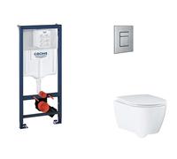 Grohe Rapid SL - Juego de instalación pre-pared, inodoro, asiento SoftClose y botón Skate Cosmopolitan, acero inoxidable cepillado SANI11BB2124