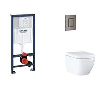 Grohe Rapid SL - Juego de instalación pre-pared, inodoro, asiento SoftClose y botón Skate Cosmopolitan, Triple Vortex, Hard Graphite cepillado SANI11BB5117