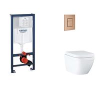 Grohe Rapid SL - Juego de instalación pre-pared, inodoro, asiento SoftClose y botón Skate Cosmopolitan, Triple Vortex, cepillado Warm Sunset SANI11BB4128