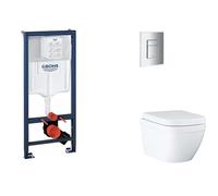Grohe Rapid SL - Juego de instalación pre-pared, inodoro, asiento SoftClose y botón Skate Cosmopolitan, Triple Vortex, cromado SANI11BB2116