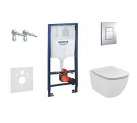 Grohe Rapid SL - Módulo de instalación en pared, inodoro y asiento Ideal Standard, pulsador de descarga Skate Cosmo, Aquablade, SoftClose, cromo 38528SET-KU