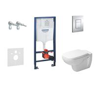Grohe Rapid SL - Módulo de instalación en pared, taza y asiento D-Code, rimless, SoftClose, botón Skate Cosmo, cromo 38528SET-KK