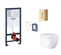 Grohe Rapid SL - Set de instalación pre-pared, inodoro, asiento SoftClose, botón Skate Cosmopolitan y kit de lanzamiento para tableta, Triple Vortex, Cool Sunrise SANI11BB4157