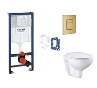Grohe Rapid SL - Set de instalación pre-pared, inodoro, asiento SoftClose, botón Skate Cosmopolitan y kit de lanzamiento para tableta, cepillado Cool Sunrise SANI11BB4153