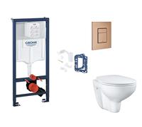 Grohe Rapid SL - Set de instalación pre-pared, inodoro, asiento SoftClose, botón Skate Cosmopolitan y kit de lanzamiento para tableta, cepillado Warm Sunset SANI11BB4155