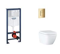 Grohe Rapid SL - Set de instalación pre-pared, inodoro, asiento SoftClose y Skate Cosmopolitan, Triple Vortex, botón Cool Sunrise SANI11BB4127