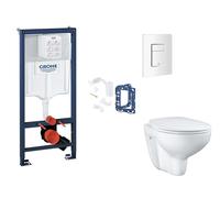 Grohe Rapid SL - Set de montaje pre-pared, inodoro, asiento SoftClose, botón Skate Cosmopolitan y kit de lanzamiento para tableta, blanco alpino SANI11BB3145