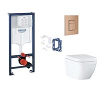 Grohe Rapid SL - Set de montaje pre-pared, inodoro, asiento SoftClose, botón Skate Cosmopolitan y kit de lanzamiento para tableta, Triple Vortex, cepillado Warm Sunset SANI11BB4158