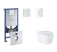 Grohe Rapid SLX - Conjunto de instalación pre-pared, inodoro, asiento SoftClose y botón Arena Cosmopolitan, blanco alpino SANI11BB3114