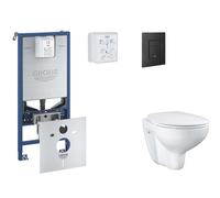 Grohe Rapid SLX - Juego de instalación pre-pared, inodoro, asiento SoftClose y botón Even, negro fantasma SANI11BB5101