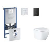 Grohe Rapid SLX - Juego de instalación pre-pared, inodoro, asiento SoftClose y botón Even, Triple Vortex, phantom black SANI11BB5104
