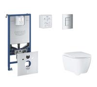 Grohe Rapid SLX - Juego de instalación pre-pared, inodoro, asiento SoftClose y botón Skate Cosmopolitan, cromo mate SANI11BB2111