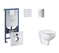 Grohe Rapid SLX - Juego de instalación pre-pared, inodoro, asiento SoftClose y botón Skate Cosmopolitan, cromo mate SANI11BB2102