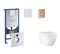 Grohe Rapid SLX - Juego de instalación pre-pared, inodoro, asiento SoftClose y botón Skate Cosmopolitan, Triple Vortex, cepillado Warm Sunset SANI11BB4108