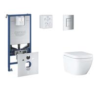 Grohe Rapid SLX - Juego de instalación pre-pared, inodoro, asiento SoftClose y botón Skate Cosmopolitan, Triple Vortex, cromo mate SANI11BB2105