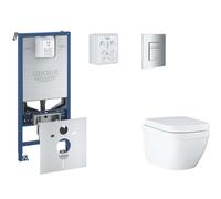 Grohe Rapid SLX - Juego de instalación pre-pared, inodoro, asiento SoftClose y botón Skate Cosmopolitan, Triple Vortex, cromado SANI11BB2104